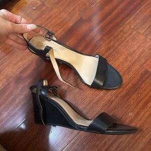 ANTONIO MELANI Black Wedge Sandals